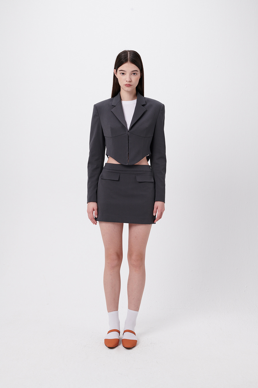 [아이브 리즈,츄,김세정 착용] Corset tailored jacket - Grey