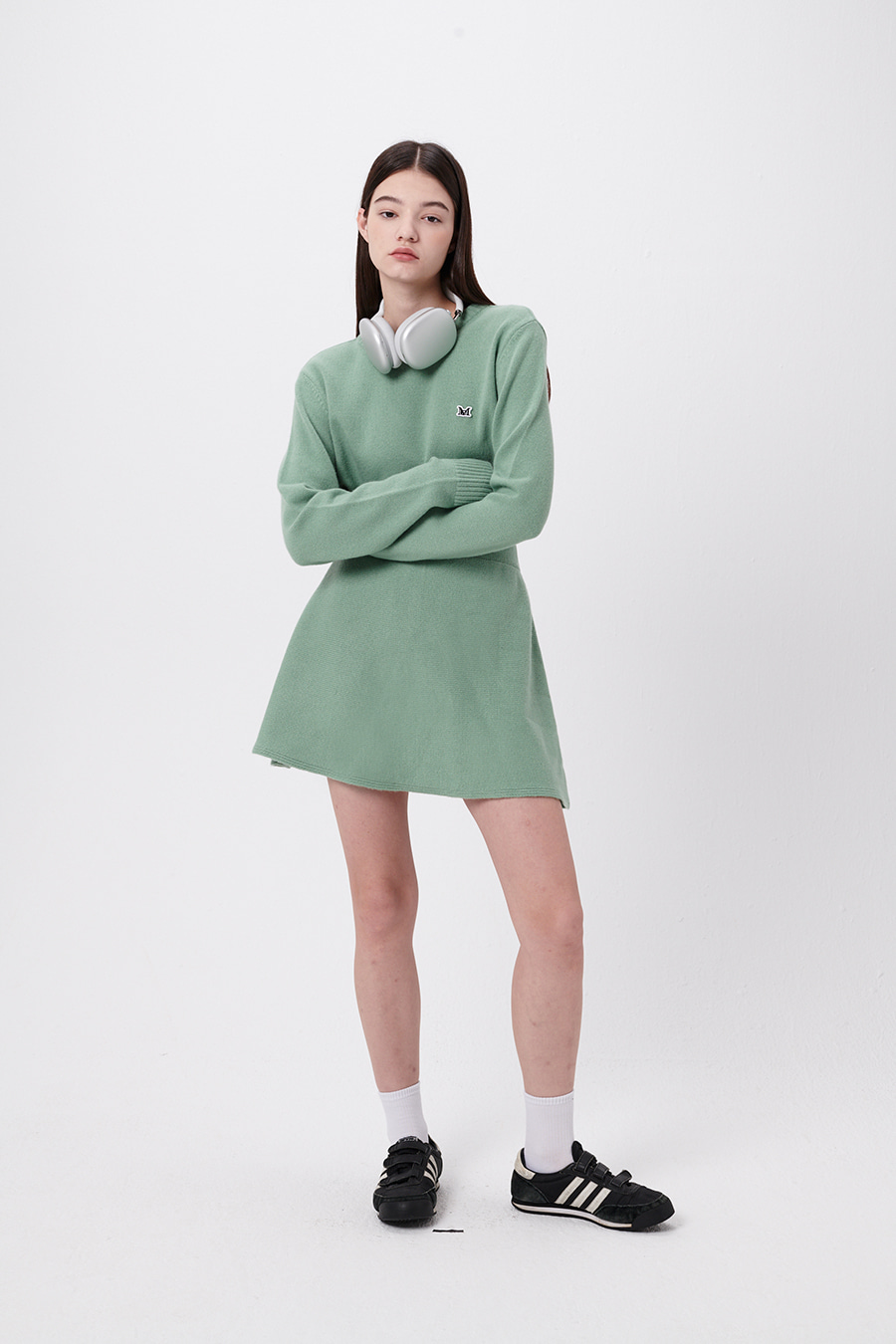 [이유비, 안지영 착용] Cashmere blended flare skirt - Mint