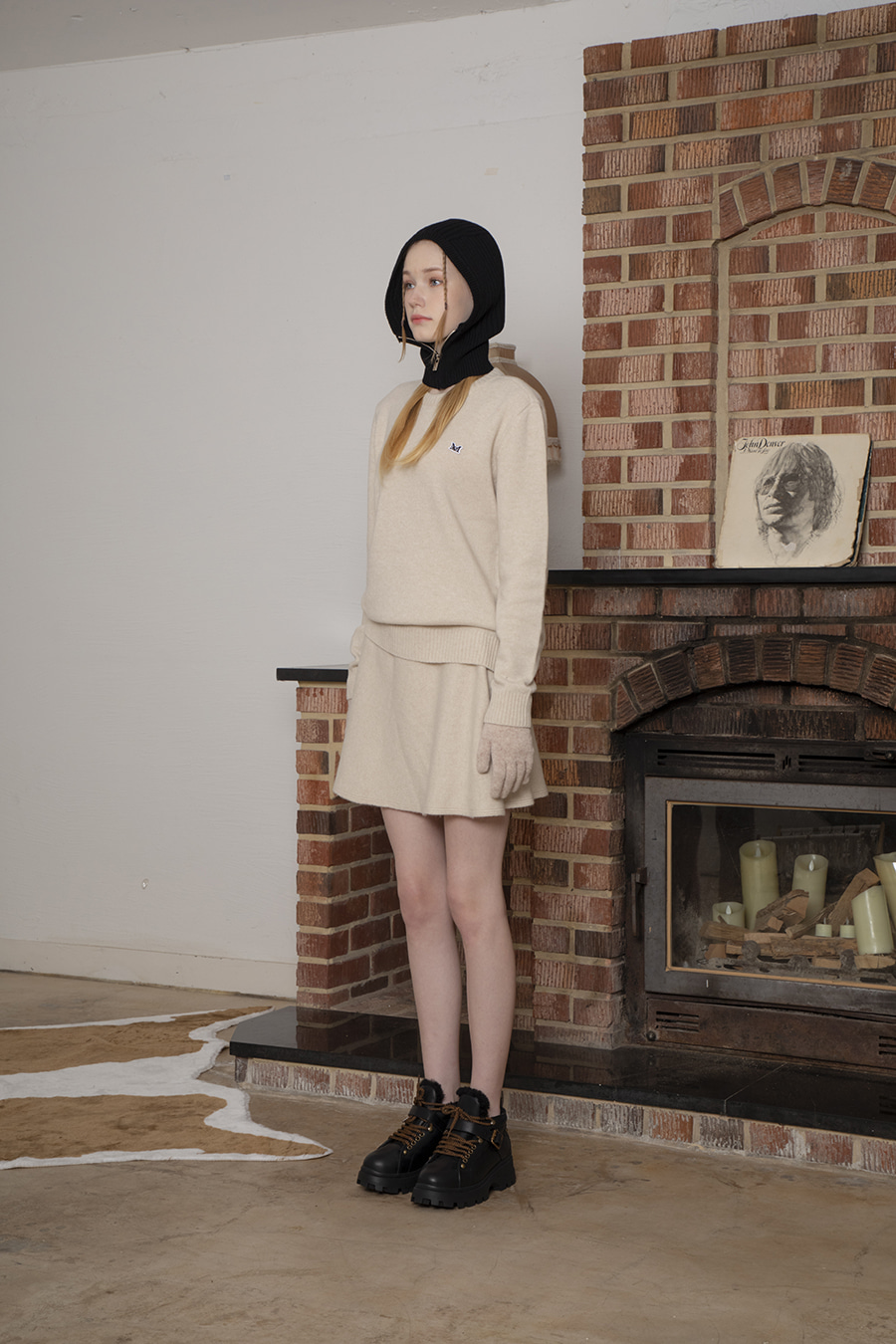 Cashmere blended flare skirt - Ivory