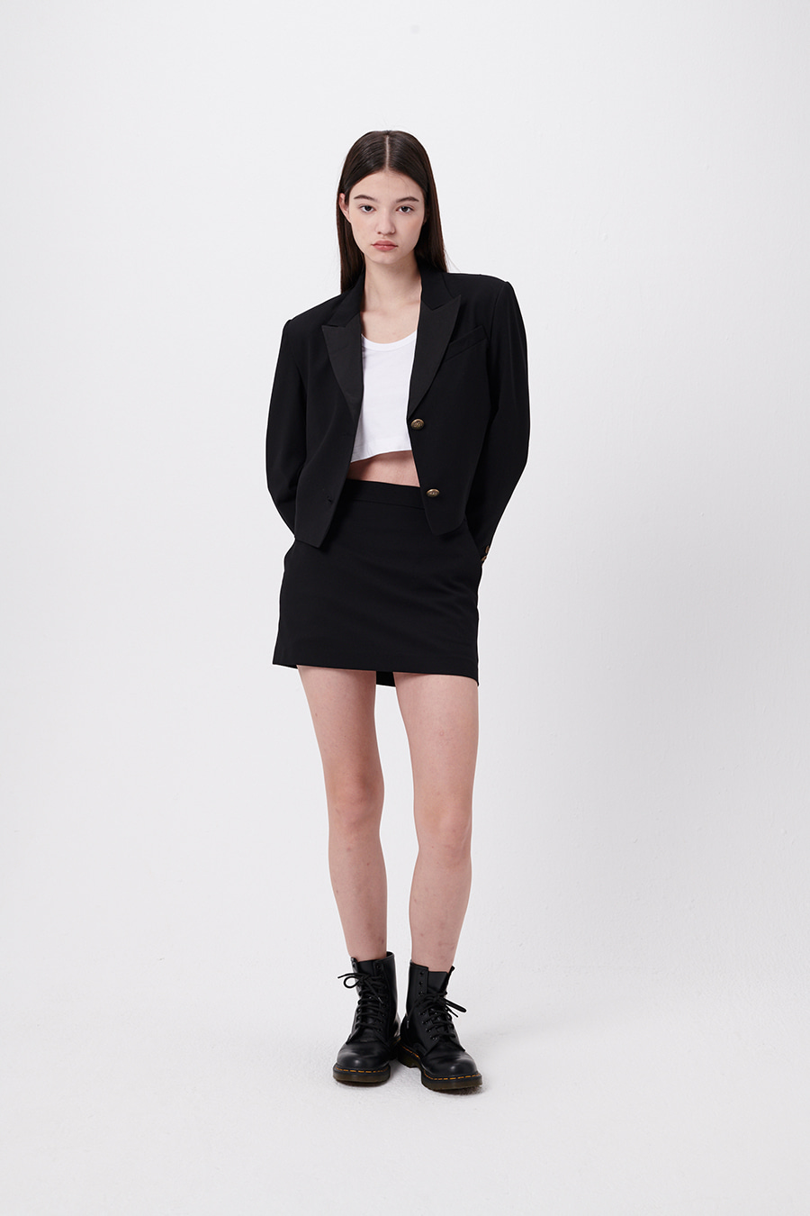 [11/18일 2차 예약 발송] Tuxedo tailored skirt - Black